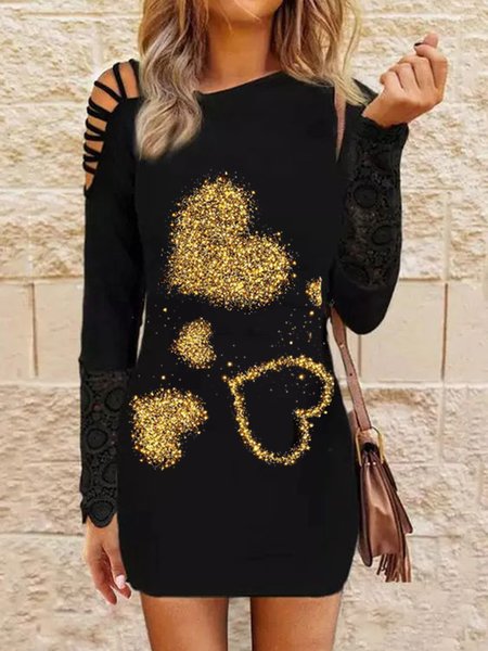 

Party Hollow Out Geometric Dresses, Black, Tie dye dress