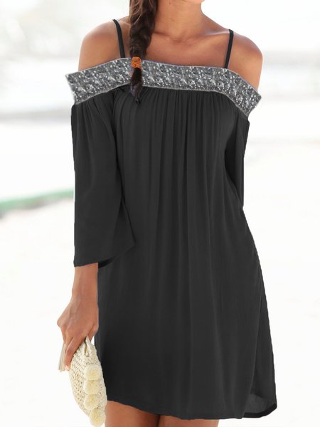 

Party Sequins Loosen Boat Neck Sexy Dresses, Black, Dresses
