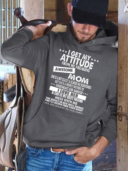 

I Get A Awesome Mom Casual Hooded Sweatshirt, Gray, Hoodies&Sweatshirts