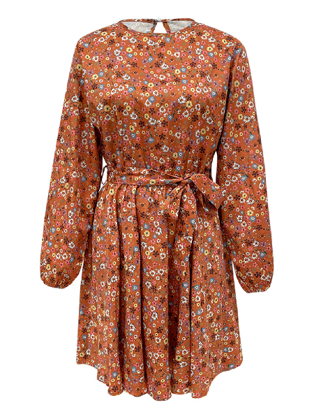 

Casuale Floreale Abito Insieme a Cintura, Come immagine, Mini Dresses