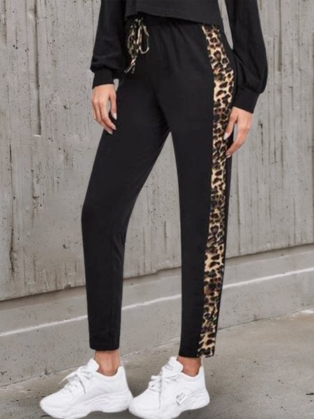 Loosen Leopard Pants, Black, Pants