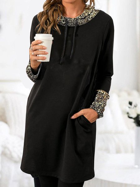 

Cotton Blends Solid Pockets Dresses, Black, Dresses