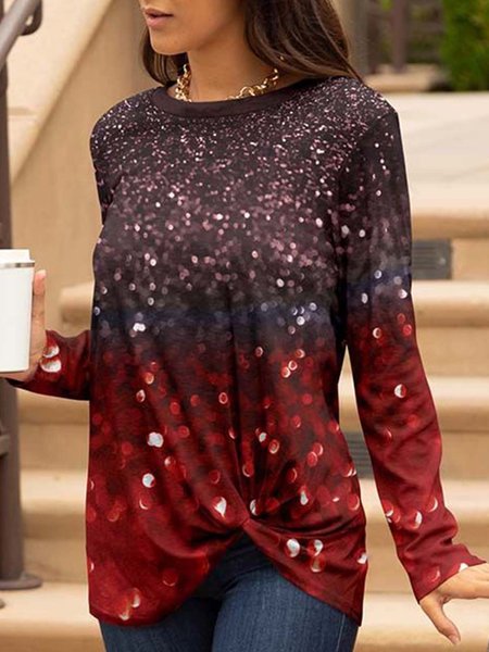 

Knot Front Ombre Shirts & Tops, Red, Tops