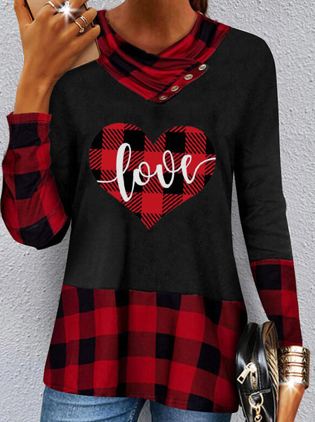 

Grid Loosen Party Shirts & Tops, Red, Long sleeve tops