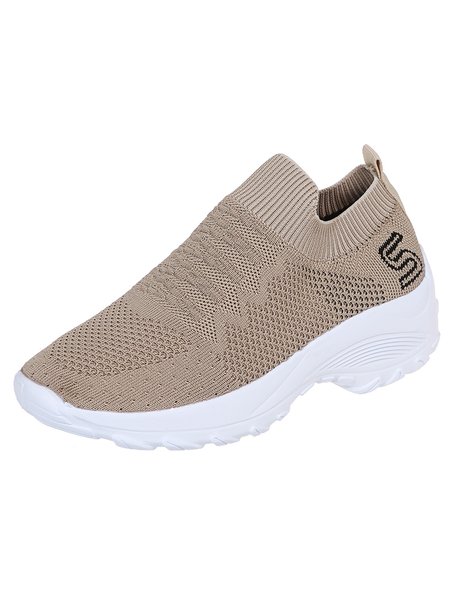 Casual Plain Fly Woven Sneakers, As picture, Sneakers