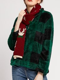 

Christmas Fluff/Granular Fleece Fabric Grid Vacation Sweatshirt, Green, Sweatshirts & Hoodies