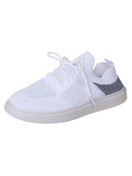 

Casual Mesh Breathable Lace Up Fly Woven Sneakers, White, Athletic & Casual Shoes