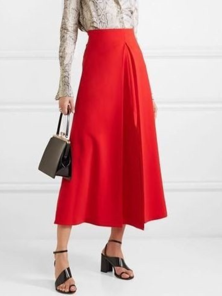 

Spring A LineA Elegant Plain Loosen Work Formal Date Skirts, Red, Skirts