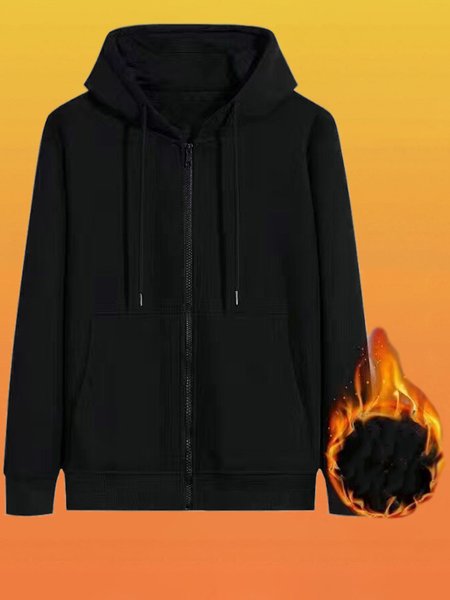 

Men's Fleeced Hooded Sweatshirt, Black, Outerwear