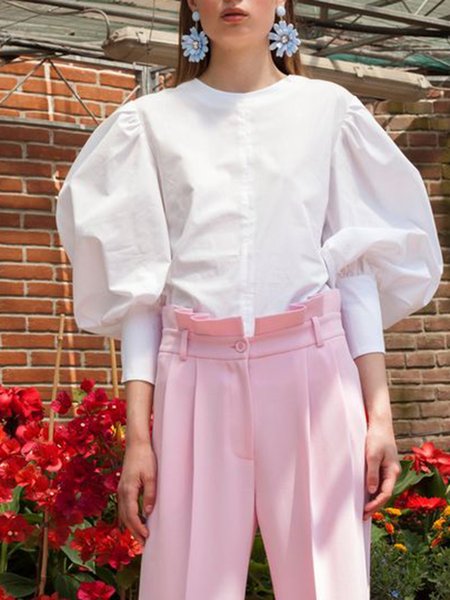 

Elegant Solid Work Regular fit Top, White, Tops