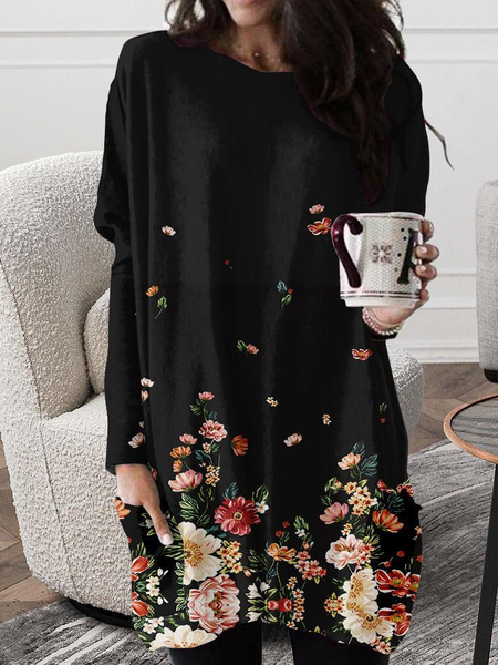 

Ligeous Sciolto vestiti insieme a Motivo floreale, Nero, Midi Dresses