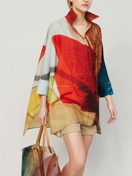 

Loosen Lapel Daily Three Quarter Top, As picture, Blouses and Shirts
