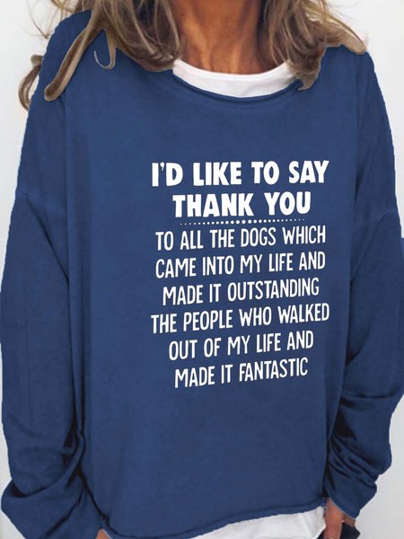 

Funny text print round neck long-sleeved sweatshirt, Deep blue, Hoodies&Sweatshirts