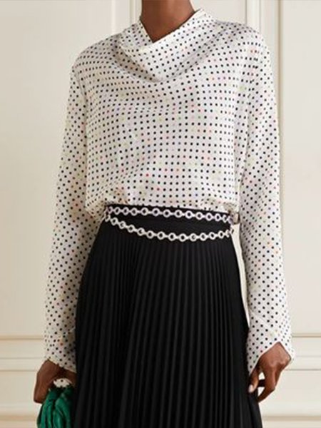 

Elegant Simple Polka Dots Regular Fit Top, White, Tops