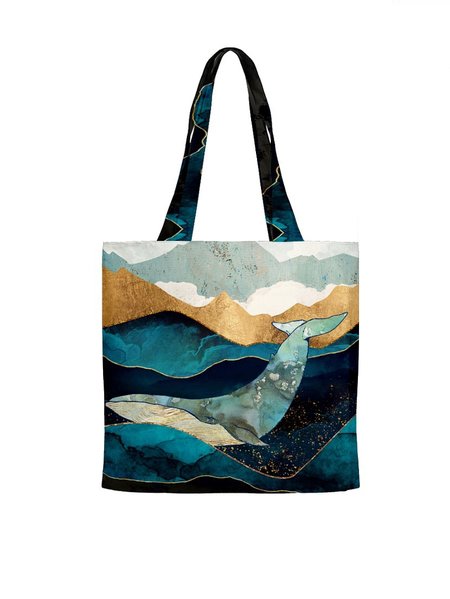 

Personalized Whale Landscape Painting Shopping Bag, As picture, Bags