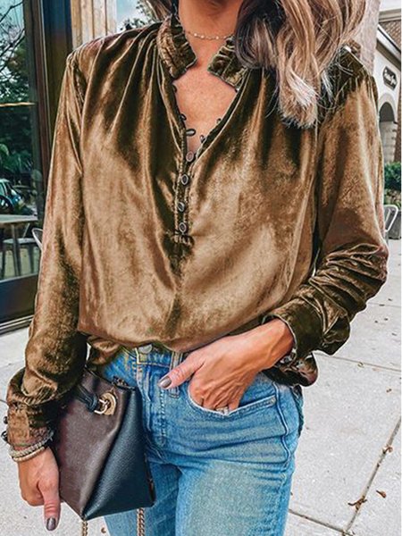 

Loosen Casual Shirts & Tops, Khaki, Blouses & Shirts