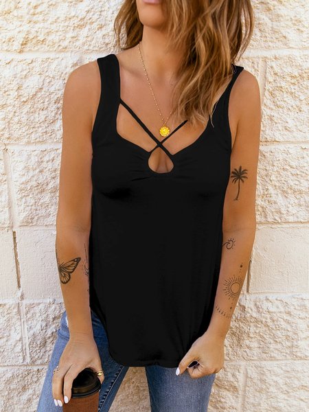 

Loosen Casual V Neck Shirts & Tops, Black, Tops