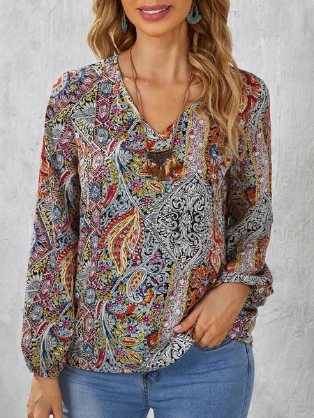 

Tribal V Neck Shirts & Tops, Multicolor, Tops