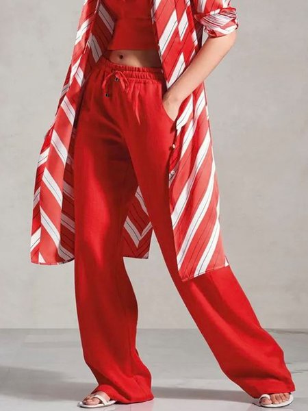 

Loosen Straight Leg Pants, Red, Straight Leg Pants