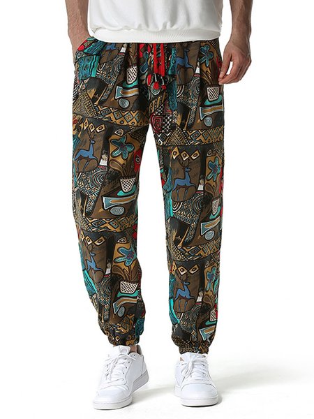 

Cotton And Linen Printed Men's Bloomers, As picture, Pants