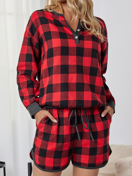 

Checked/Plaid Casual Suits, Red, Two-piece Outfits
