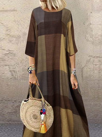 

Cachi Girocollo Allentare Gonna Casuale, Maxi Dresses