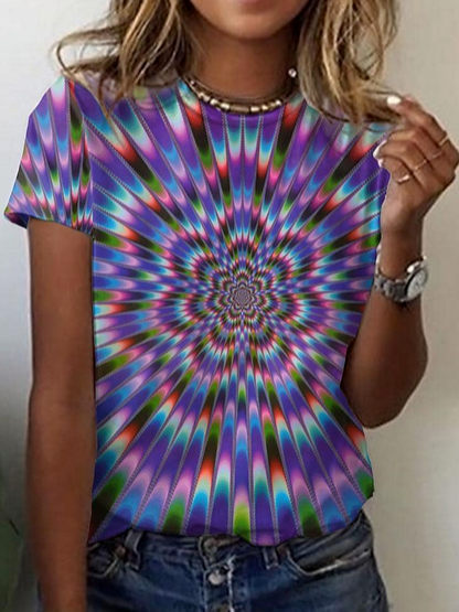 

Cotton Blends Geometric Short Sleeve Shirts & Tops, Multicolor, Tops