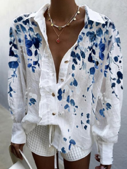 Vacation Bishop Sleeve Shirts & Tops, White, Shirts & Blouses