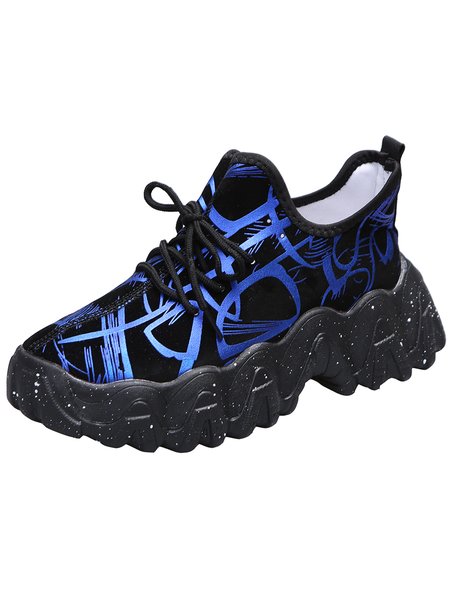 

Personalized Graffiti Lace Up Platform Shoes, Deep blue, Athletic & Casual Shoes
