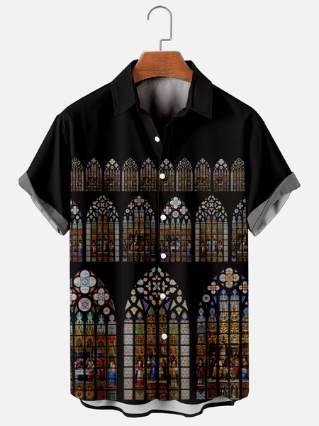 

Mens Vintage Renaissance Print Casual Breathable Short Sleeve Hawaiian Shirts, As picture, Shirts ＆ Blouse