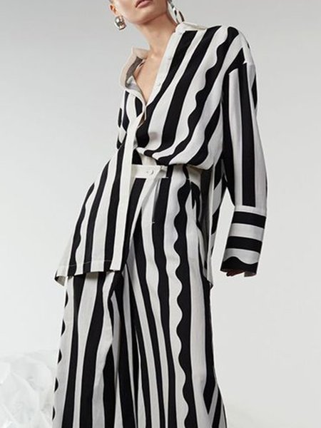 

Striped Loosen Elegant Shirts & Tops, As picture, Blouses and Shirts