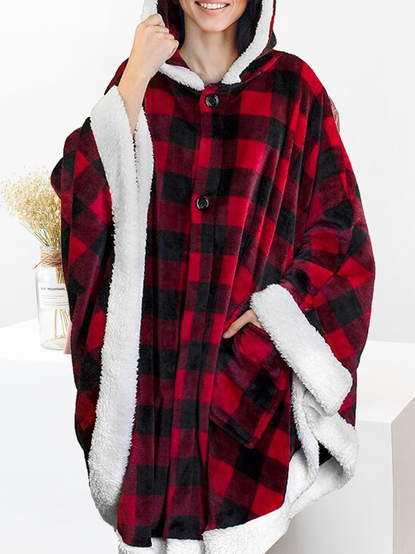 

Checked/Plaid Household Casual Outerwear, Red, Outerwear