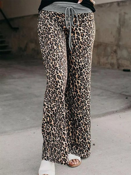 

Casual Leopard Draw string Pants, Multicolor, Pants