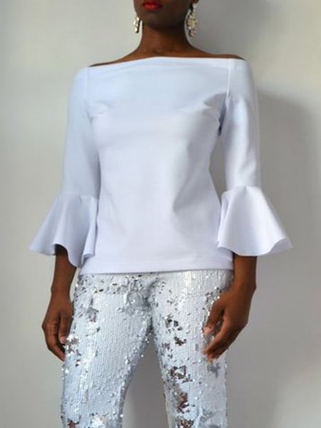 

Solid Sexy Shirts & Tops, White, Blouses and Shirts