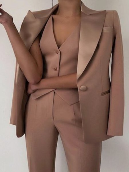 

Closure Collar Solid Slim Fit Blazer Outerwear, As picture, Blazers