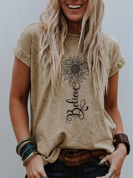 

Believe Sunflower Casual Cotton Blends Shirts & Tops, Khaki, Tops