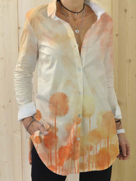 

Shirt Collar Casual Loosen Shirts & Tops, Orange, Shirts & Blouses