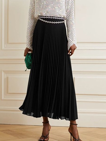 

Work Date Daily Solid Regular Fit Skirts, Black, Midi Skirts