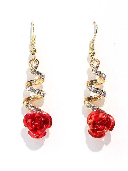 

Valentine's Day Elegant Rose Rhinestone Earrings, Red, Earrings