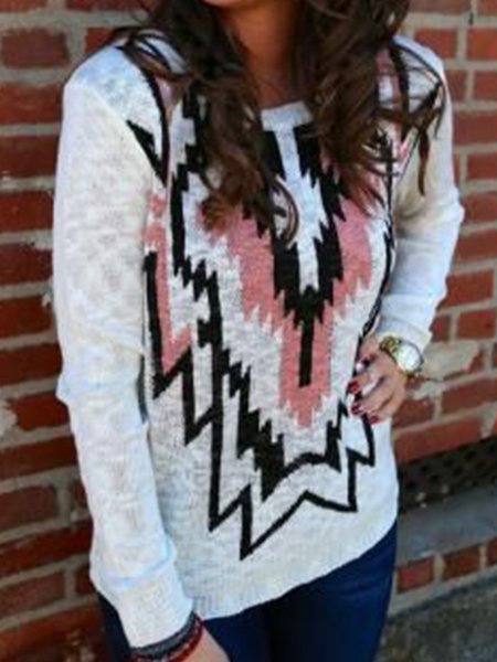 

Plus Size Casual Loosen Sweater（accessory not included）, White, Sweaters