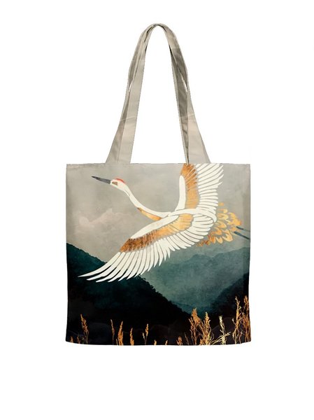 

Personalized Crane Landscape Painting Shopping Bag, As picture, Bags