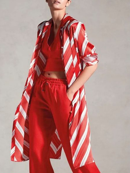

Outdoor,Daily Hooded Loosen Geometric Outerwear, As picture, Kimonos