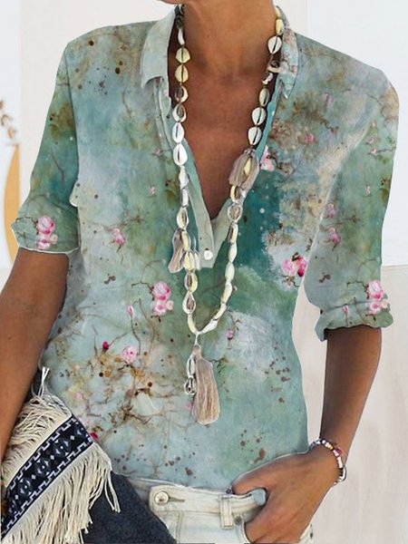 

Lapel Casual Floral Shirts & Tops, Multicolor, Shirts & Blouses