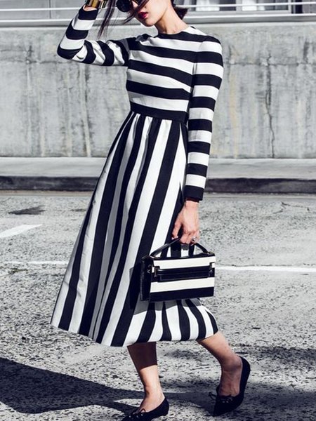 

Elegant Striped Dresses, As picture, Maxi Dresses