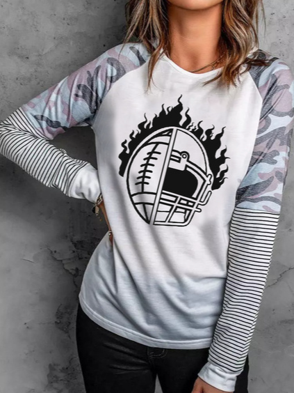 

Ombre Casual Crew Neck Shirts & Tops, White, Tops