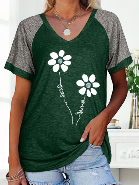 

Cotton Blends Casual T-shirt, Green, T-Shirts