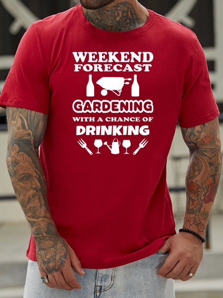 

Weekend Forecast Gardening With A Chance Of Drinking Tee, Red, T-shirts