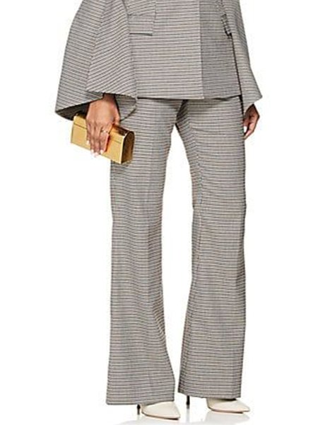 

Grid Flare Leg Pants, As picture, Straight Leg Pants