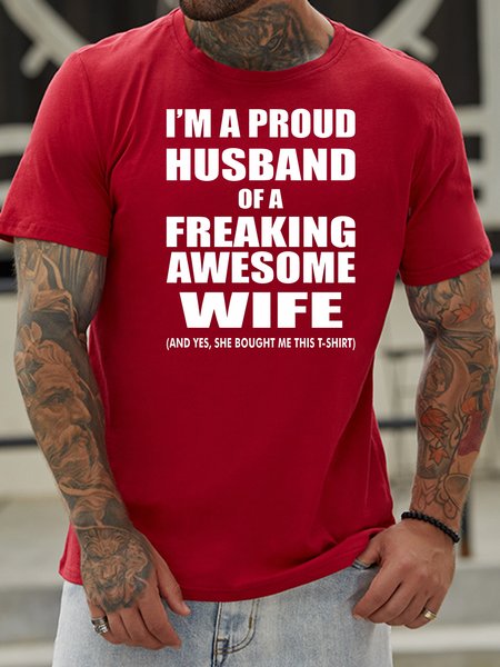 

I'm A Proud Husband Of A Freaking Awesome Wife Tee, Red, T-shirts