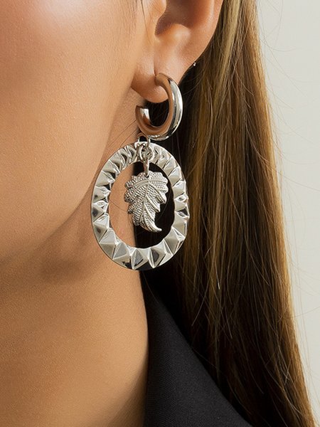 

Fashion Metal Leaf Earrings, Silver, Earrings